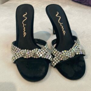 Nina black rhinestone heels 7